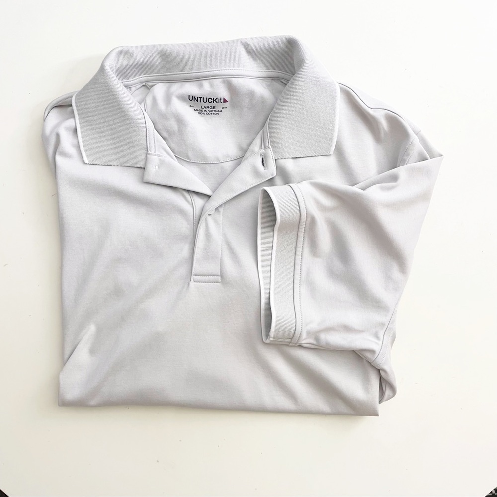 UNTUCKit Regular Fit Damaschino Polo Silver Men’s Size Large